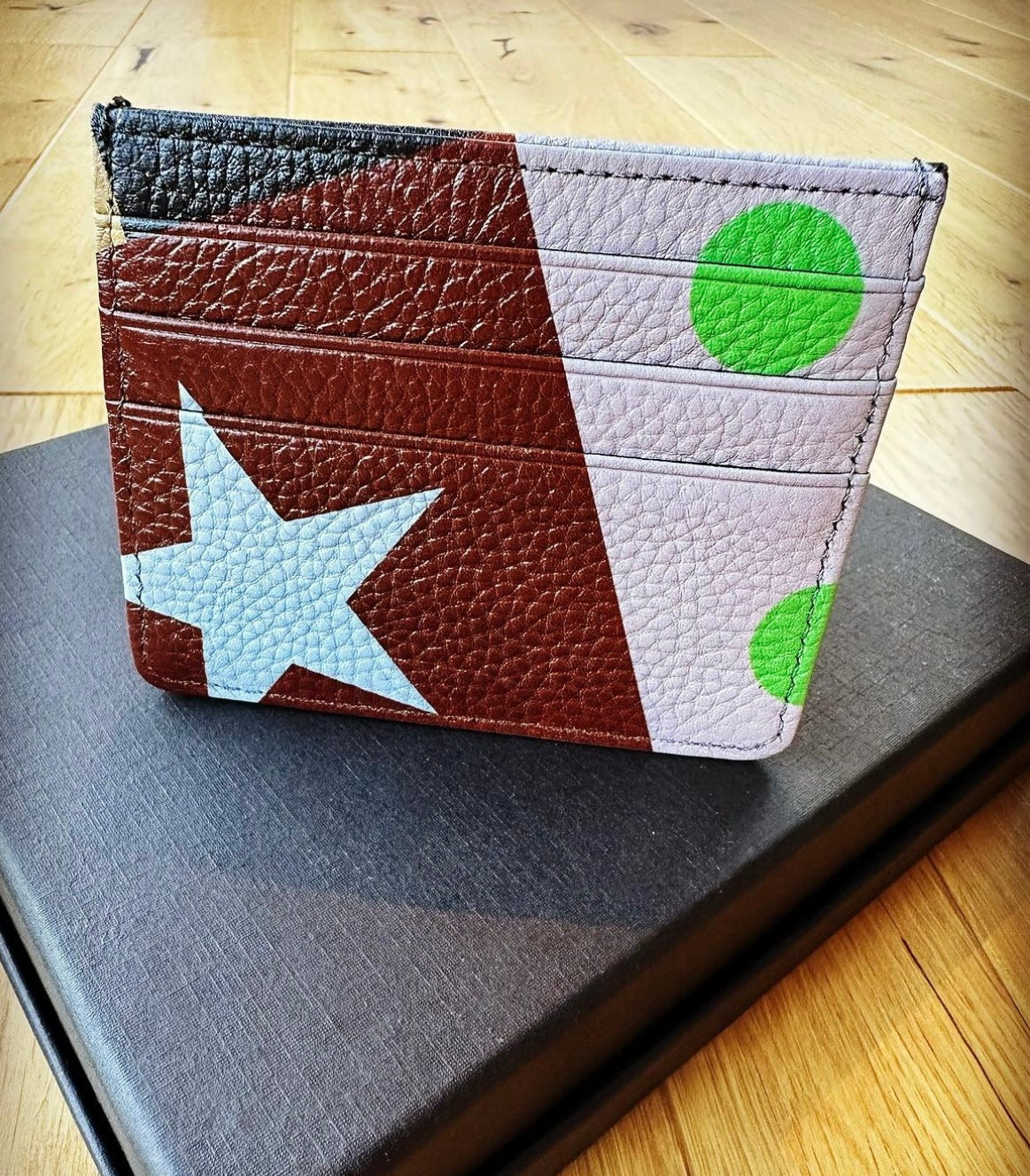 Nappa Leather Card Holder, Gordon Elliot Star, Rich Ricci Jockey Print, Horse Racing Gift